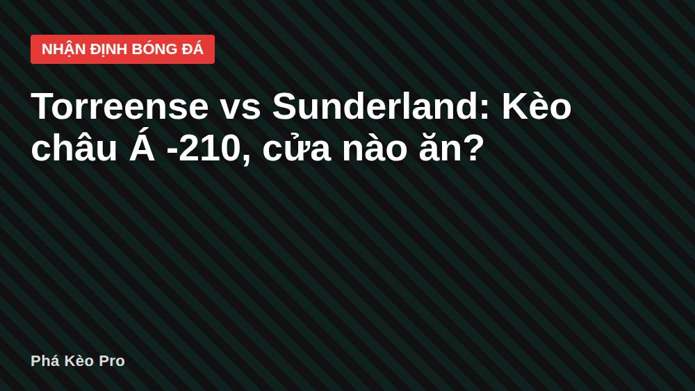 Torreense vs Sunderland: Kèo châu Á -210, cửa nào ăn?